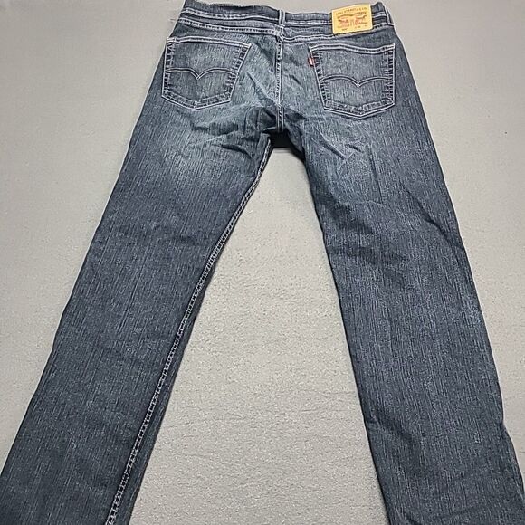 Levis 505 Mens Jeans 36x32 Blue Faded Front Slim Straight Denim Pants - Picture 6 of 8